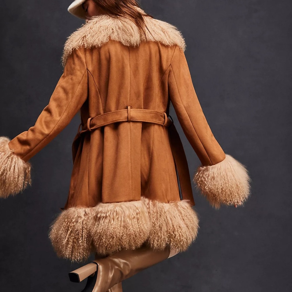 Charlotte Simone Daisy Coat Penny Lane Tan Faux Fur - Picture 5 of 5